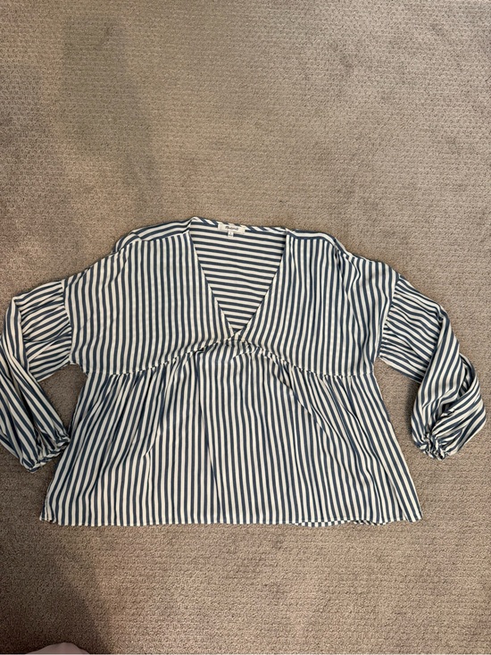 Madewell Tops - Madewell Navy & White Striped V-Neck Peplum Tunic